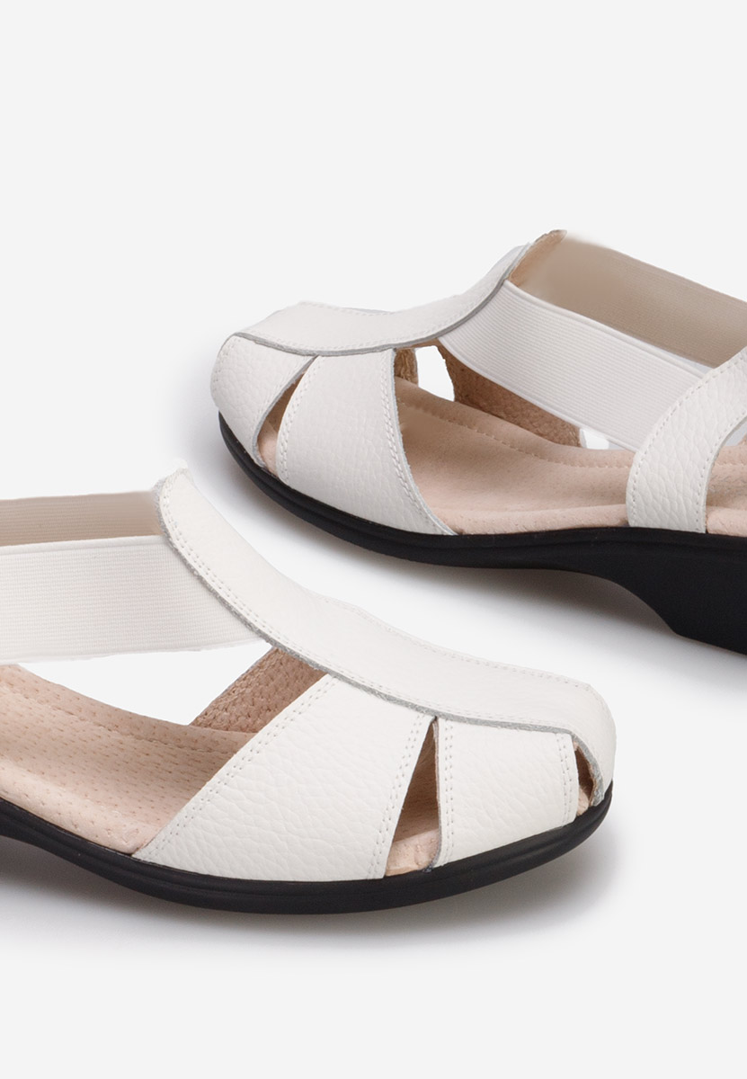 γυναικεια πεδιλα με χαμηλο τακουνι Melona V4 λευκά