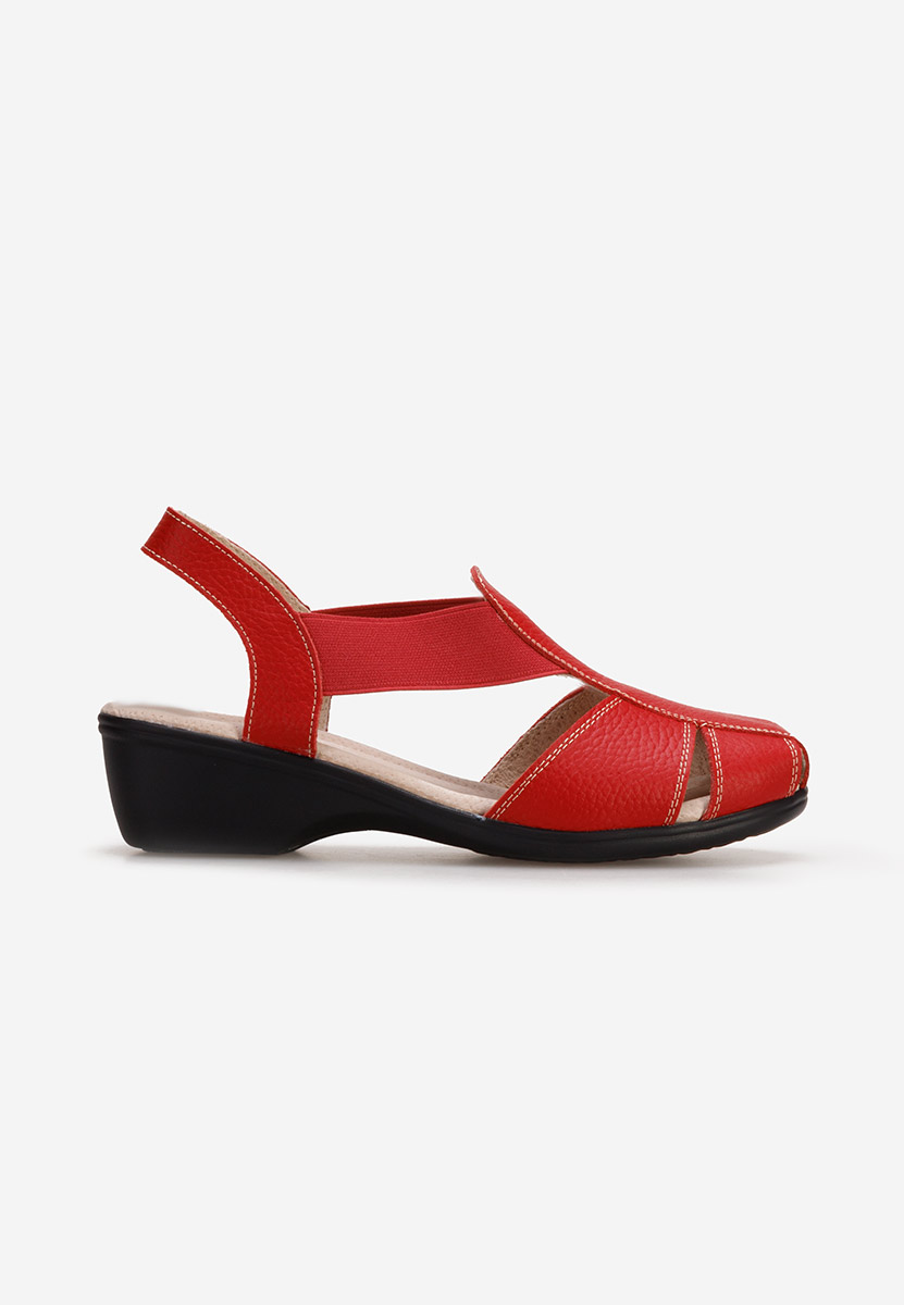 γυναικεια πεδιλα με χαμηλο τακουνι Melona V4 κοκκινα