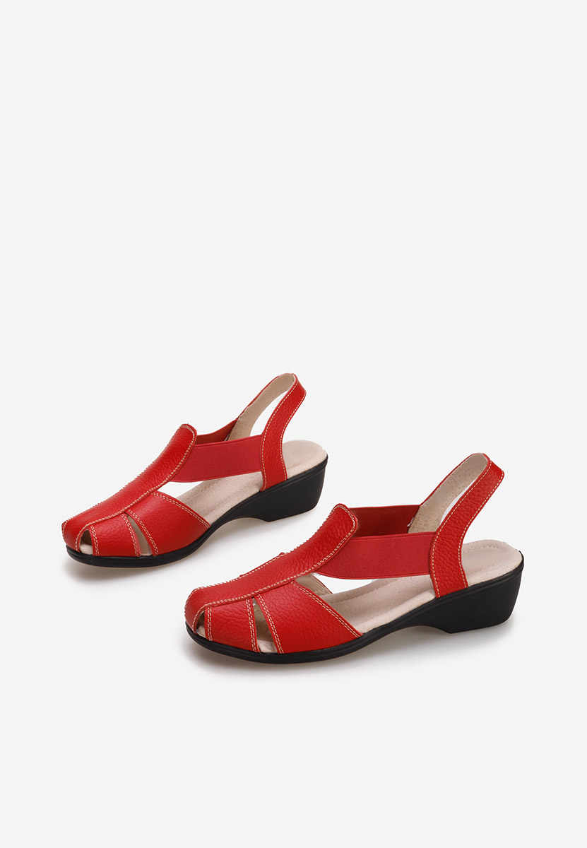 γυναικεια πεδιλα με χαμηλο τακουνι Melona V4 κοκκινα