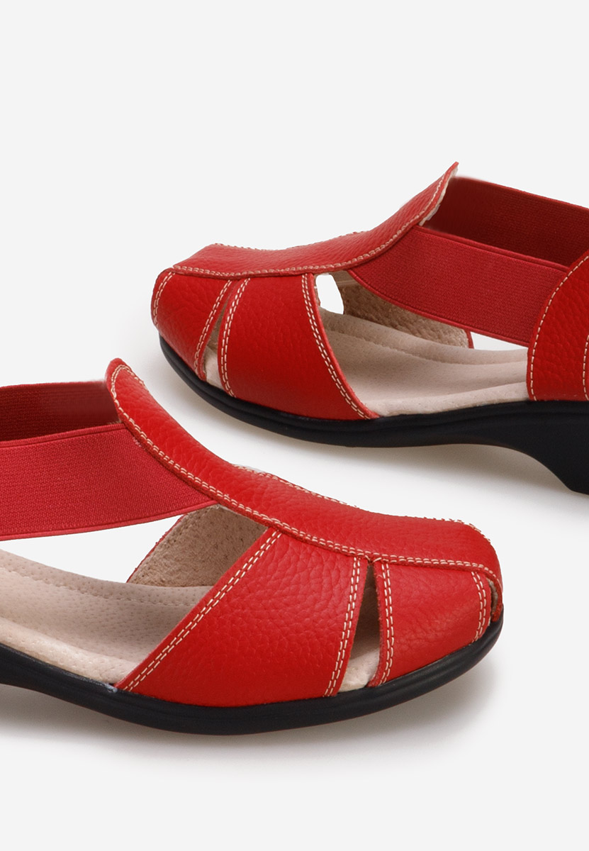γυναικεια πεδιλα με χαμηλο τακουνι Melona V4 κοκκινα