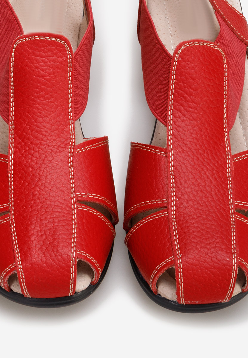 γυναικεια πεδιλα με χαμηλο τακουνι Melona V4 κοκκινα