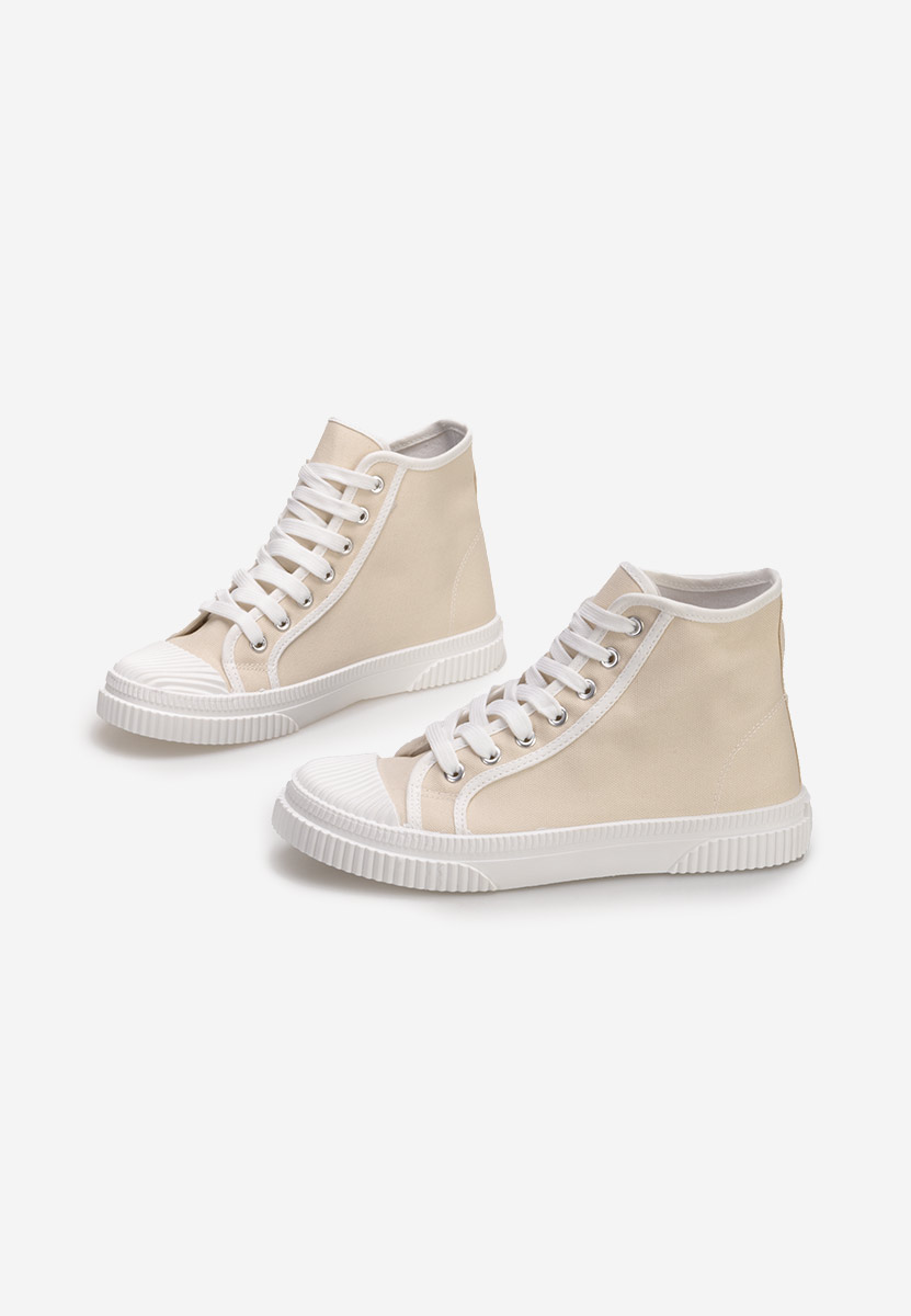 Γυναικεία sneakers αστραγάλο μπεζ Caneiro