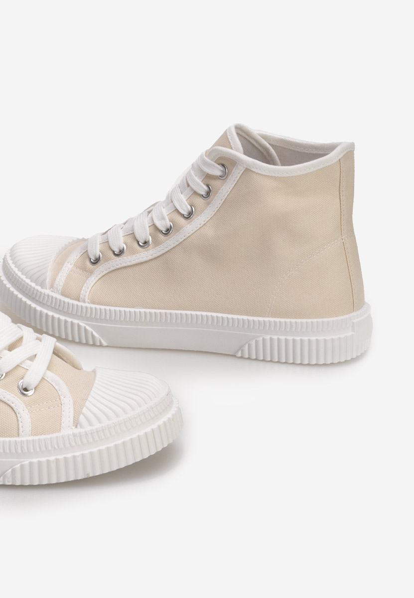 Γυναικεία sneakers αστραγάλο μπεζ Caneiro