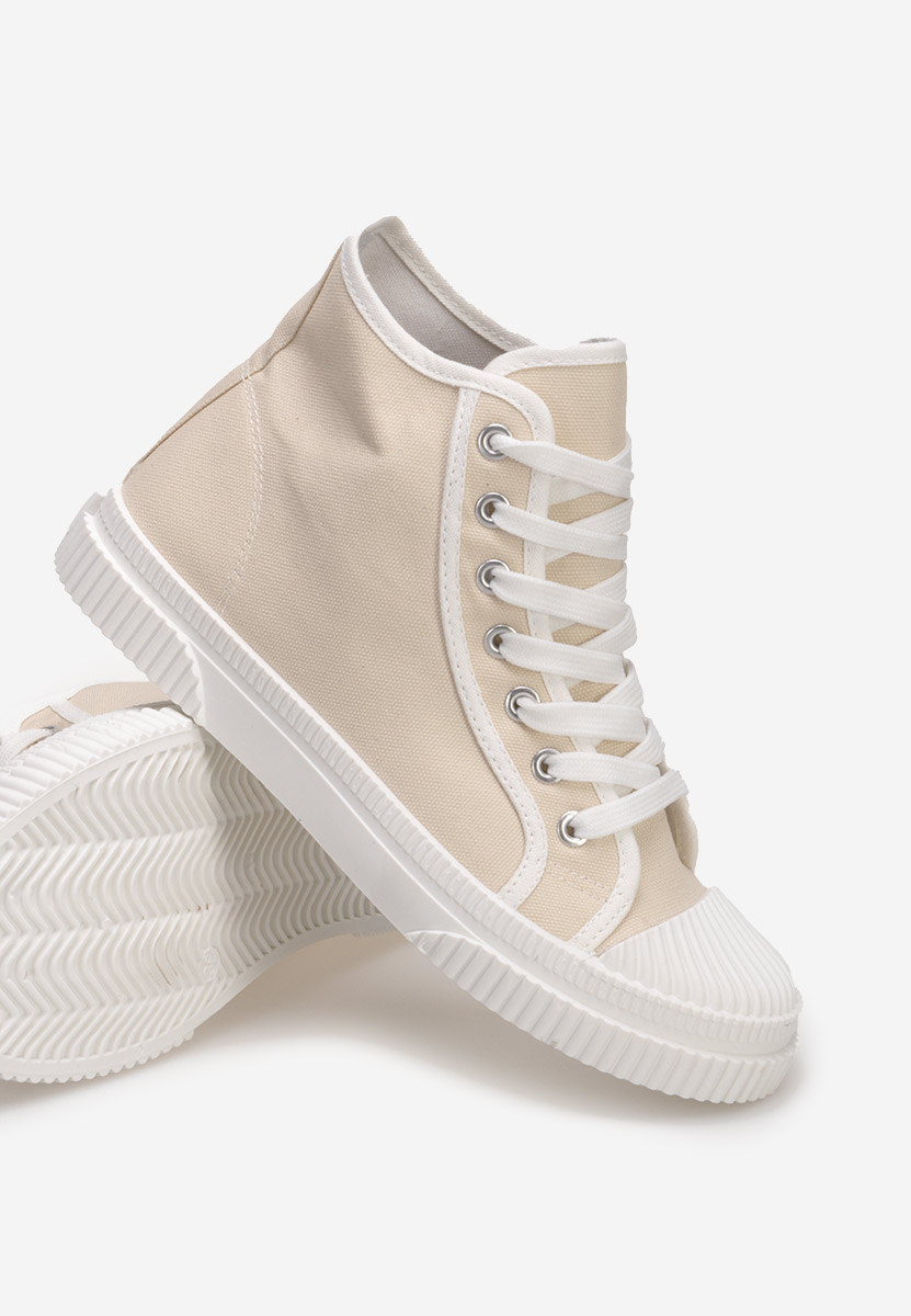 Γυναικεία sneakers αστραγάλο μπεζ Caneiro
