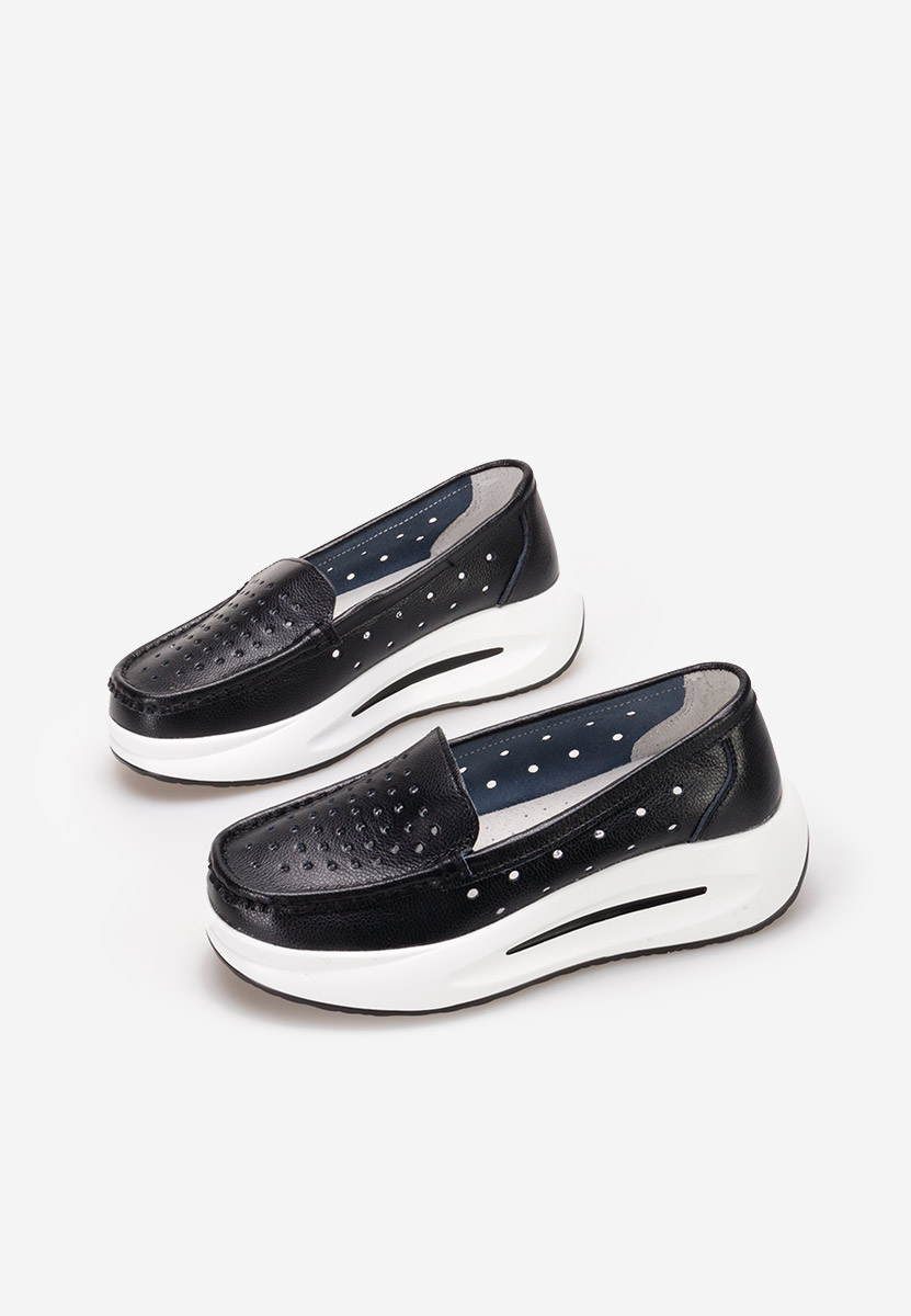 Μοκασίνια γυναικεια δερματινα Laurea μαύρα