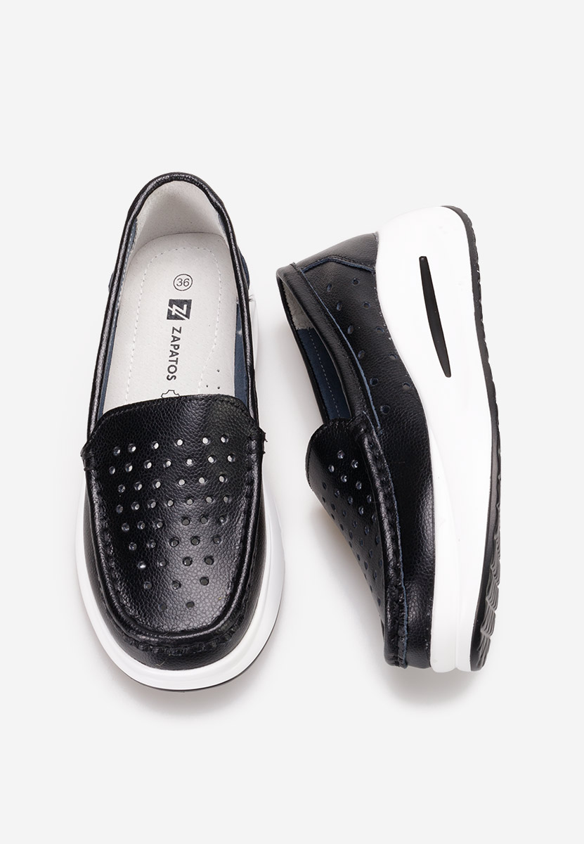 Μοκασίνια γυναικεια δερματινα Laurea μαύρα