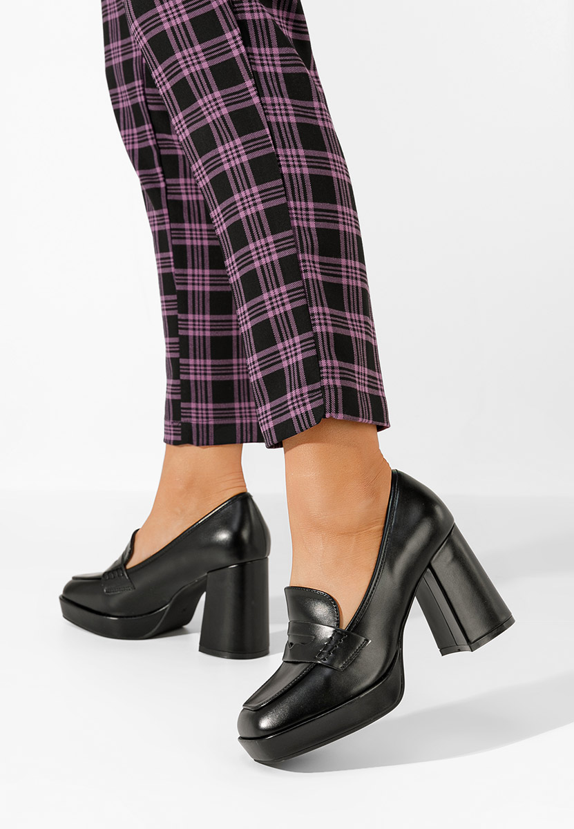 Loafers γυναικεια με τακουνι Alidia μαύρα