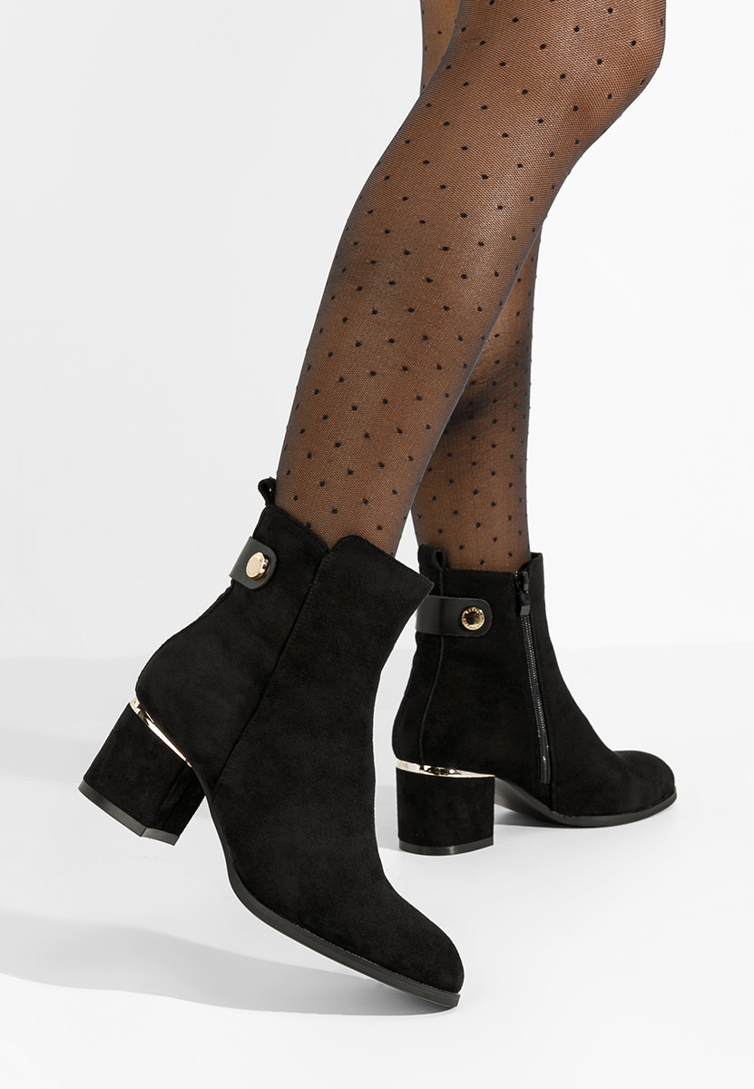 Μποτάκια με χοντρό τακούνι Sikora Μαύρα