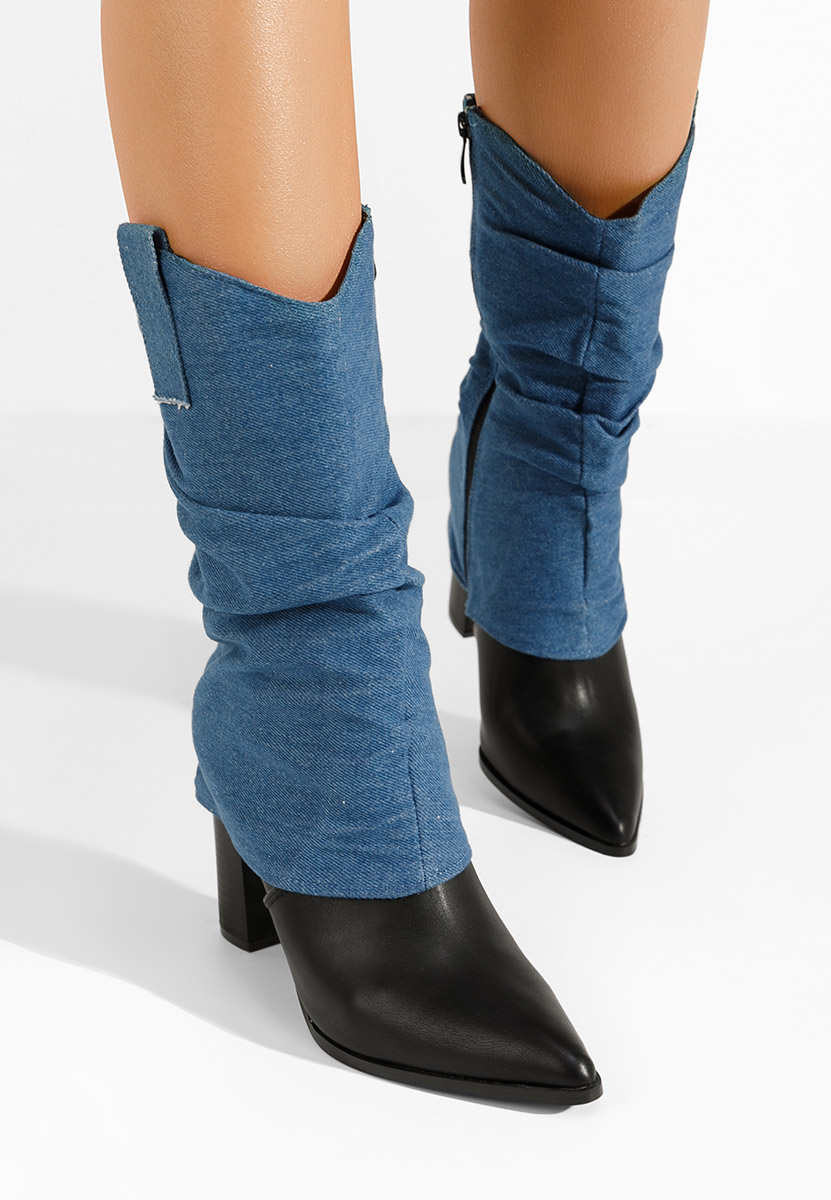 Μπότες με χοντρό τακούνι Verta μπλε