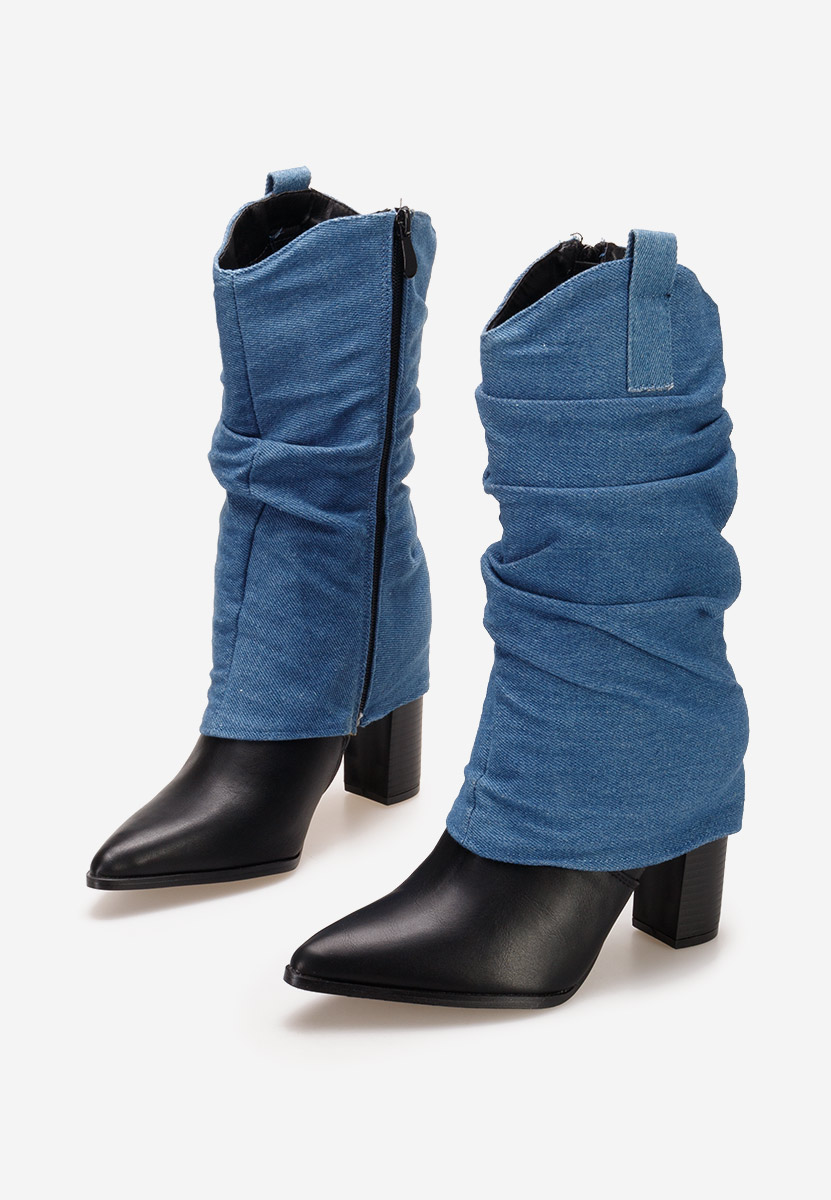 Μπότες με χοντρό τακούνι Verta μπλε