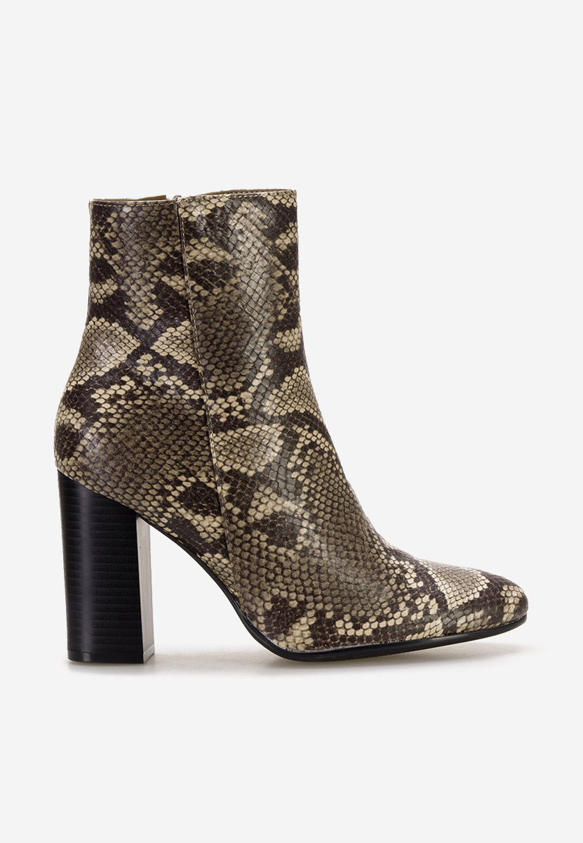 Μποτάκια με χοντρό τακούνι Valina animal print