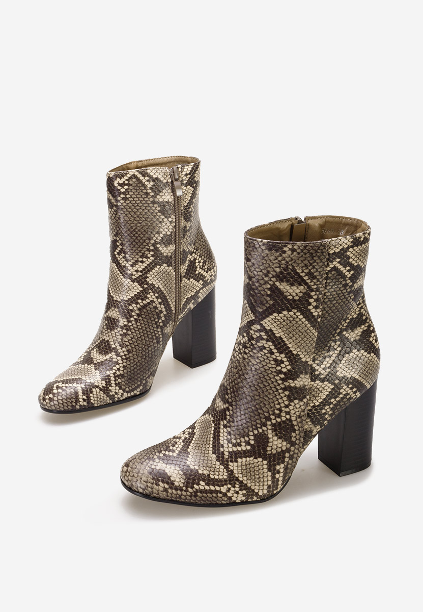 Μποτάκια με χοντρό τακούνι Valina animal print