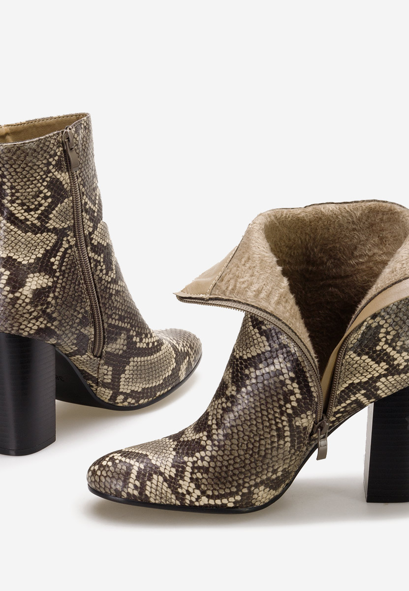 Μποτάκια με χοντρό τακούνι Valina animal print