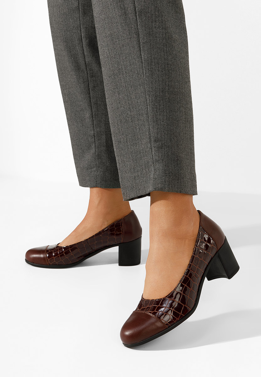 Γόβες με χοντρό τακούνι Judy V3 καφε