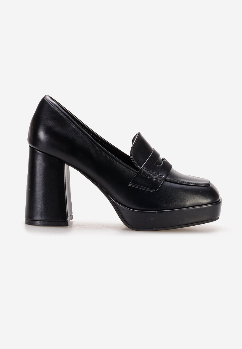 Loafers γυναικεια με τακουνι Alidia μαύρα