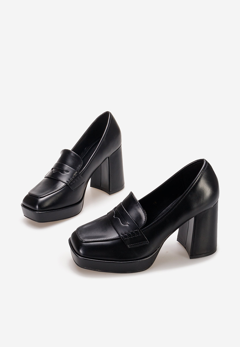 Loafers γυναικεια με τακουνι Alidia μαύρα