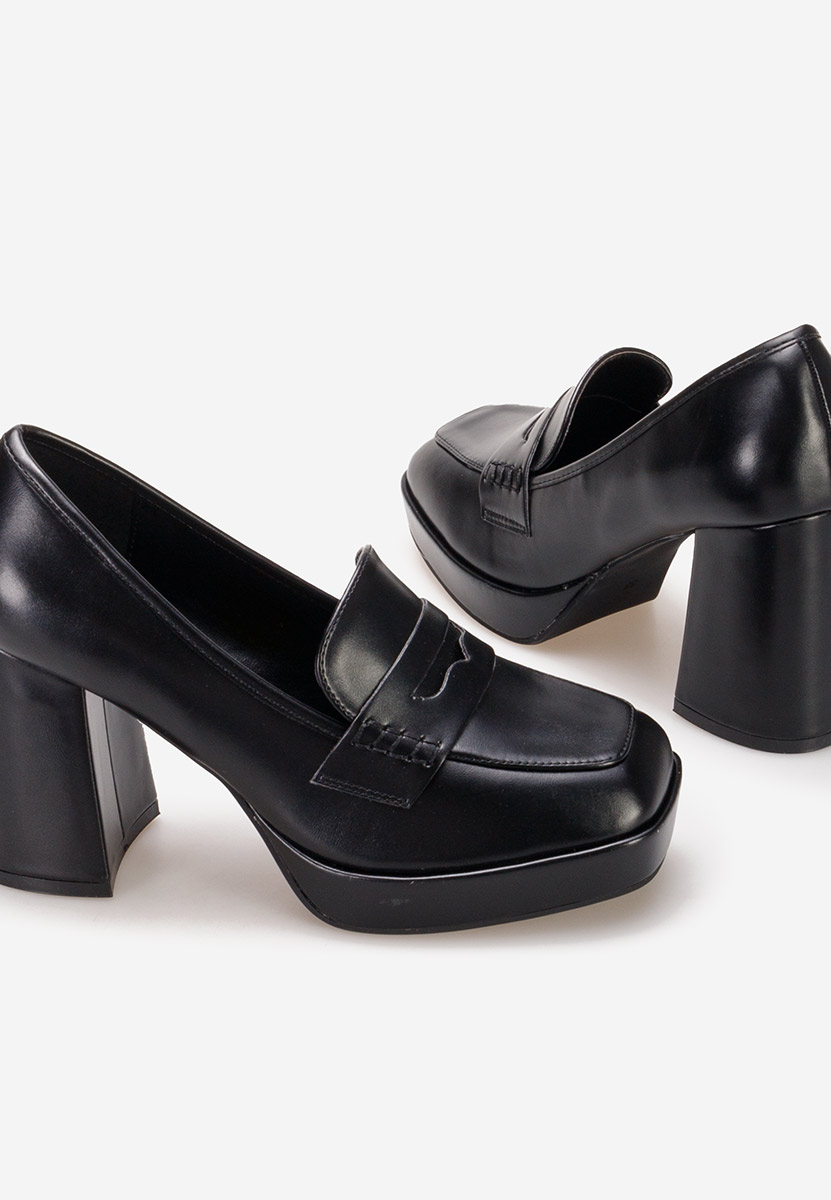 Loafers γυναικεια με τακουνι Alidia μαύρα