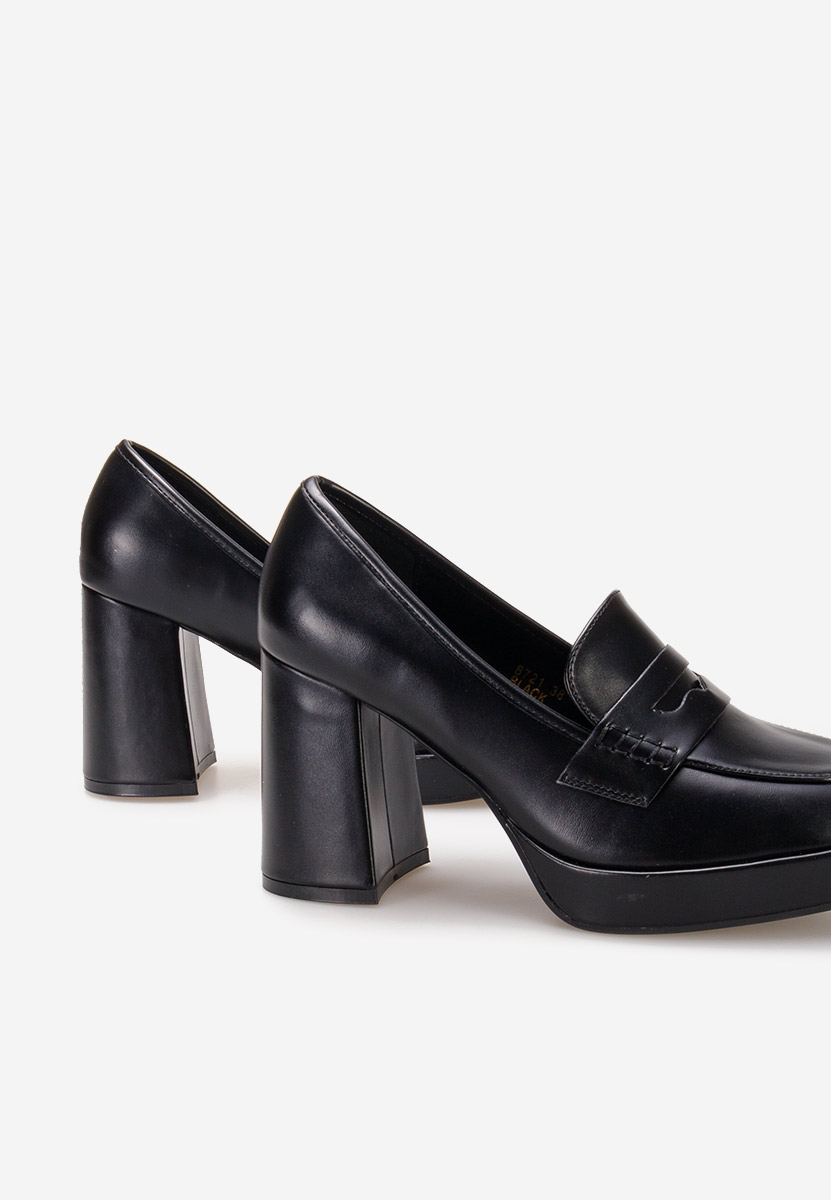 Loafers γυναικεια με τακουνι Alidia μαύρα