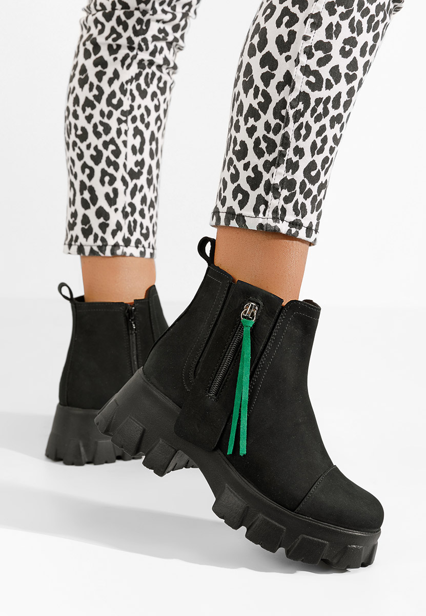 Γυναικεία δερμάτινα μποτάκια Endless V2 Μαύρα