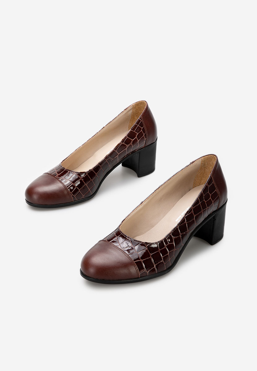 Γόβες με χοντρό τακούνι Judy V3 καφε