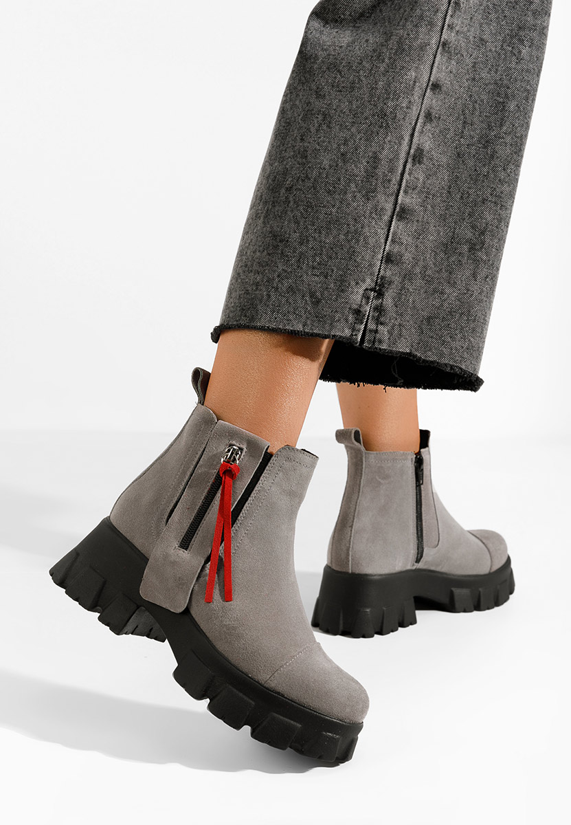 Γυναικεία δερμάτινα μποτάκια Endless V2 γκρι