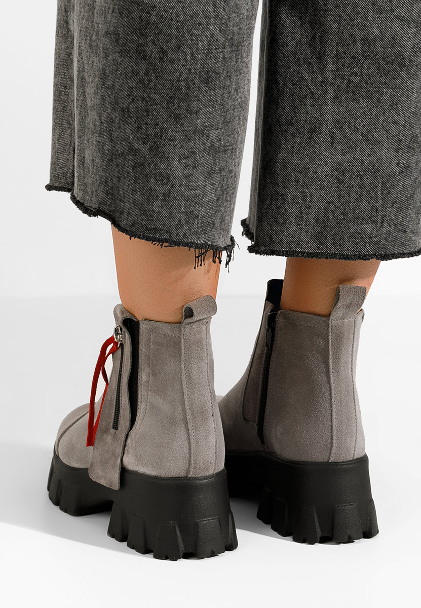 Γυναικεία δερμάτινα μποτάκια Endless V2 γκρι