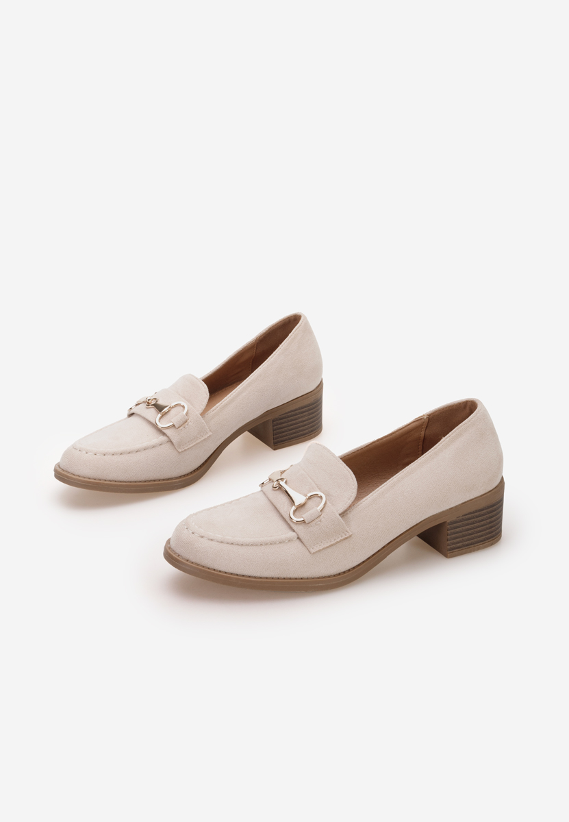 Loafers γυναικεια με τακουνι Empress μπεζ