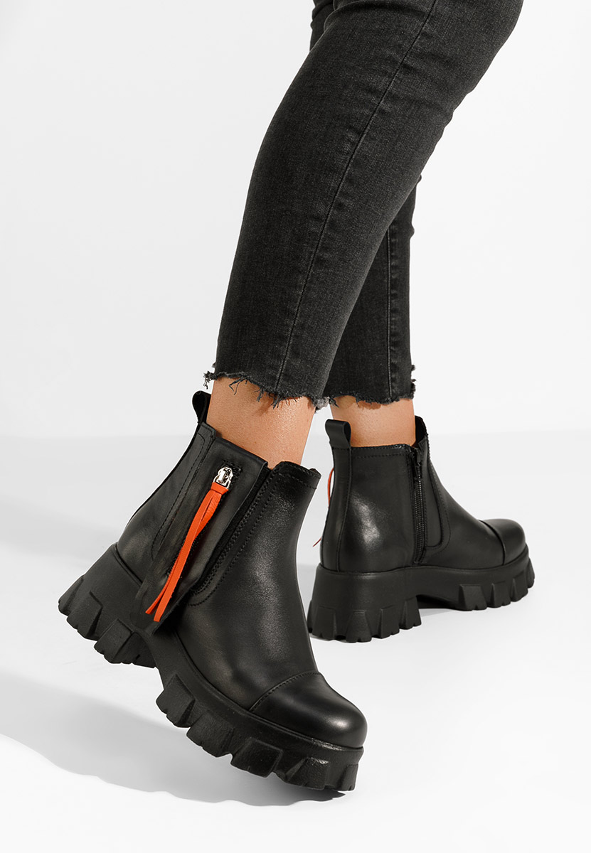 Γυναικεία δερμάτινα μποτάκια Endless Μαύρα