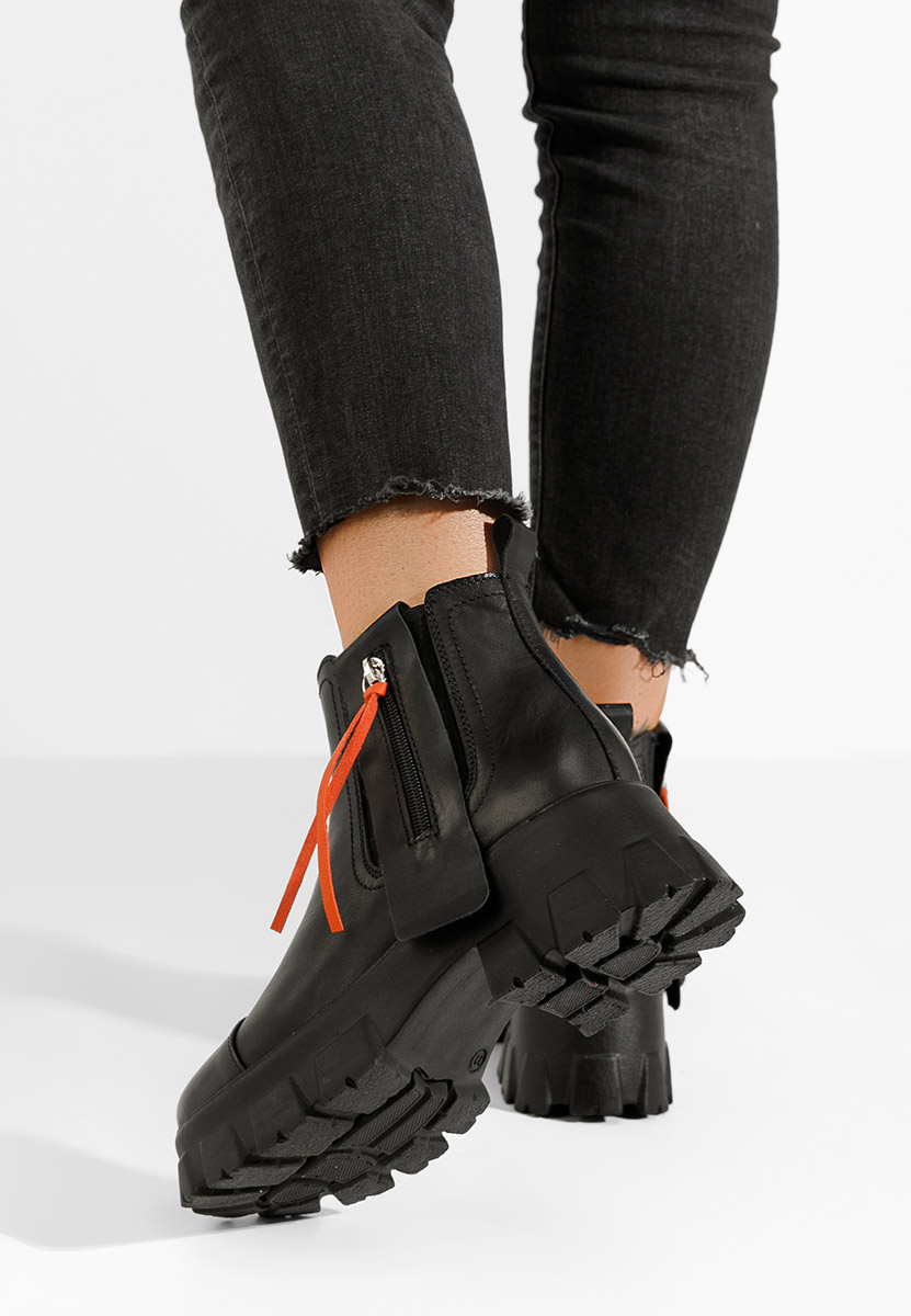 Γυναικεία δερμάτινα μποτάκια Endless Μαύρα