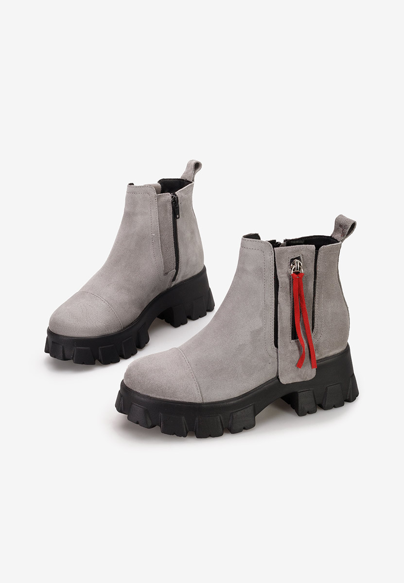 Γυναικεία δερμάτινα μποτάκια Endless V2 γκρι