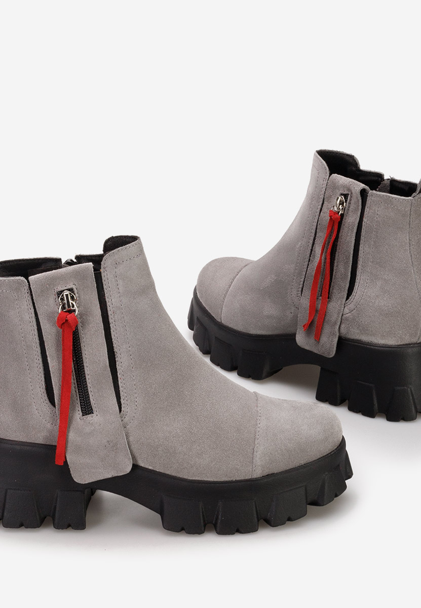Γυναικεία δερμάτινα μποτάκια Endless V2 γκρι