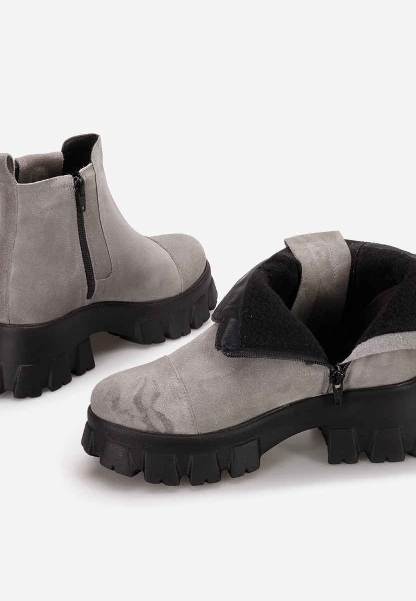 Γυναικεία δερμάτινα μποτάκια Endless V2 γκρι