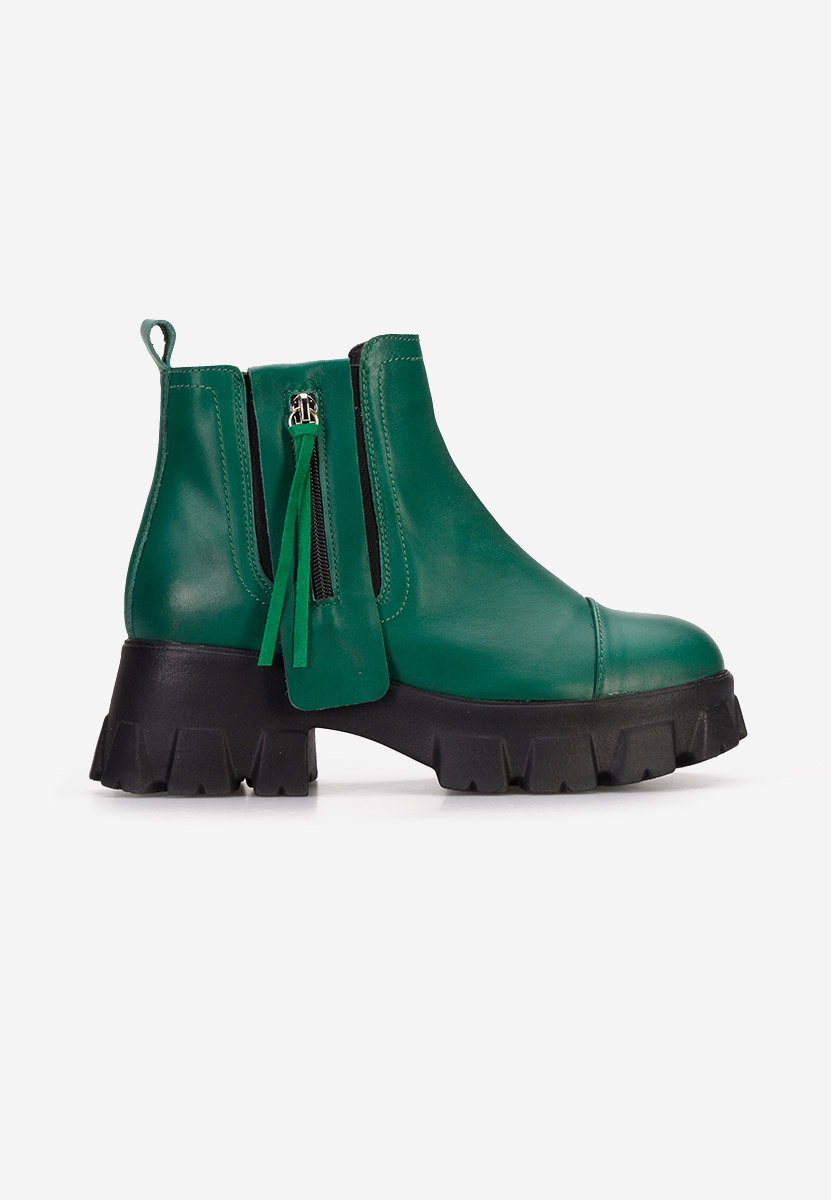 Γυναικεία δερμάτινα μποτάκια Endless πρασινο