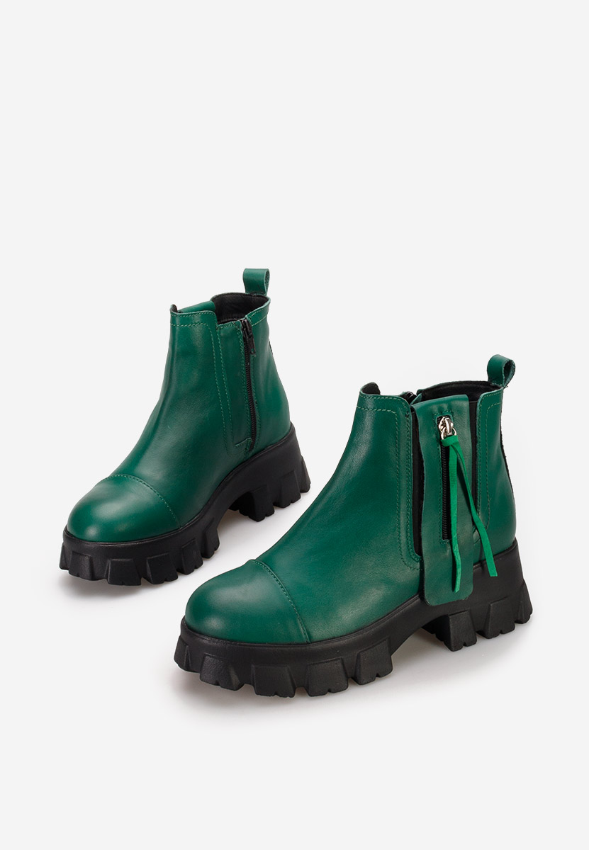 Γυναικεία δερμάτινα μποτάκια Endless πρασινο