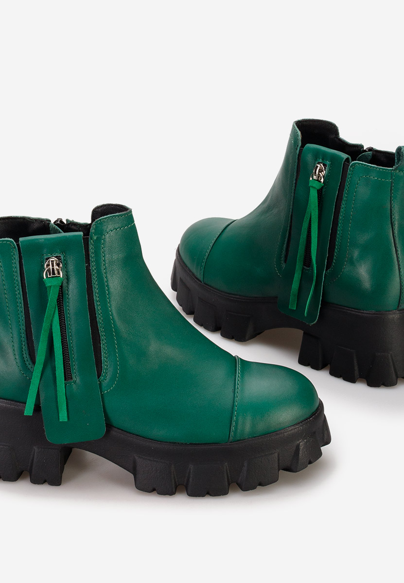 Γυναικεία δερμάτινα μποτάκια Endless πρασινο