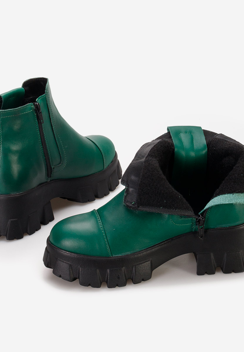 Γυναικεία δερμάτινα μποτάκια Endless πρασινο