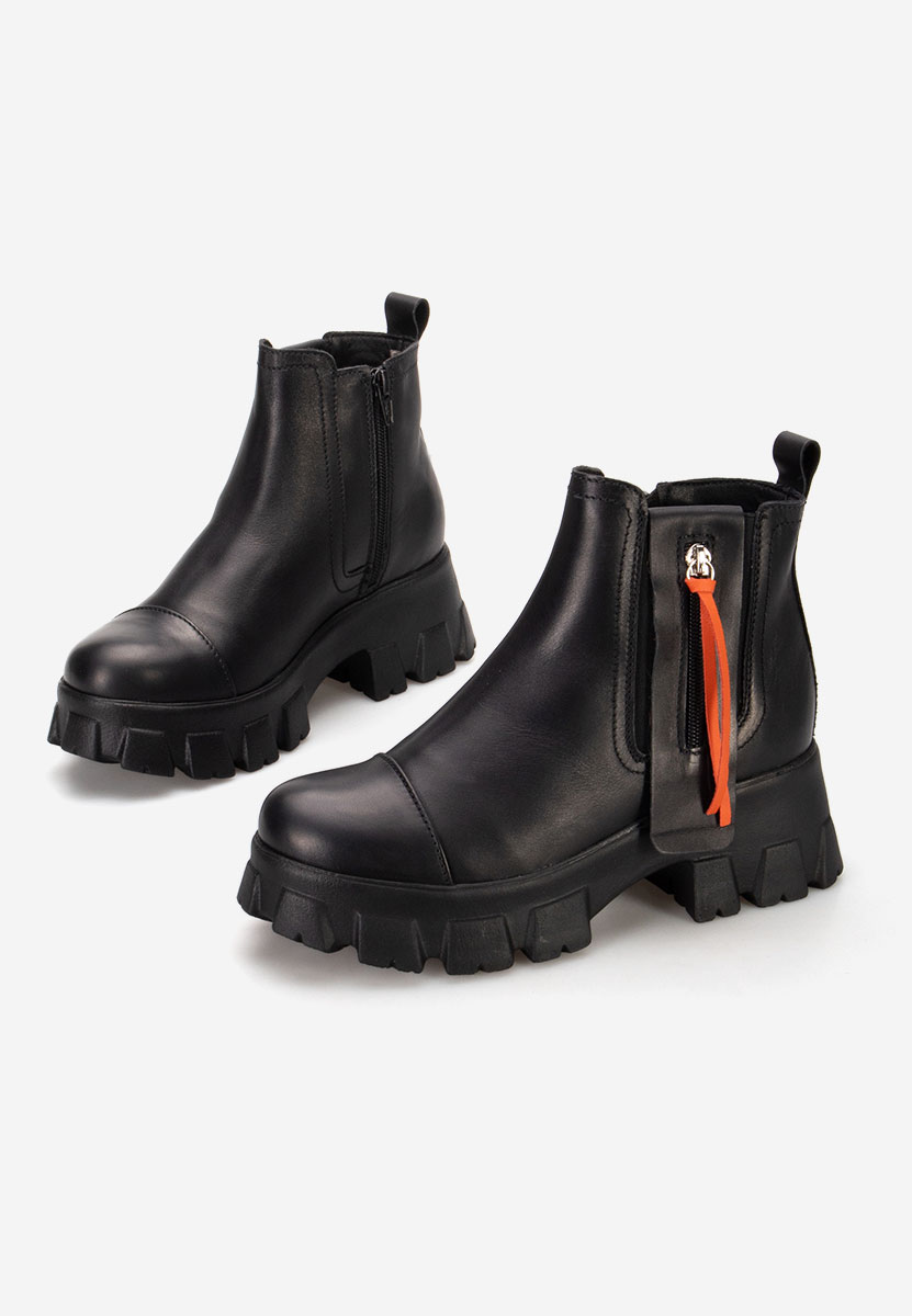 Γυναικεία δερμάτινα μποτάκια Endless Μαύρα