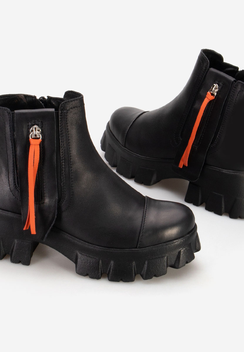 Γυναικεία δερμάτινα μποτάκια Endless Μαύρα