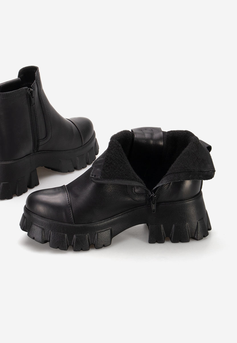 Γυναικεία δερμάτινα μποτάκια Endless Μαύρα