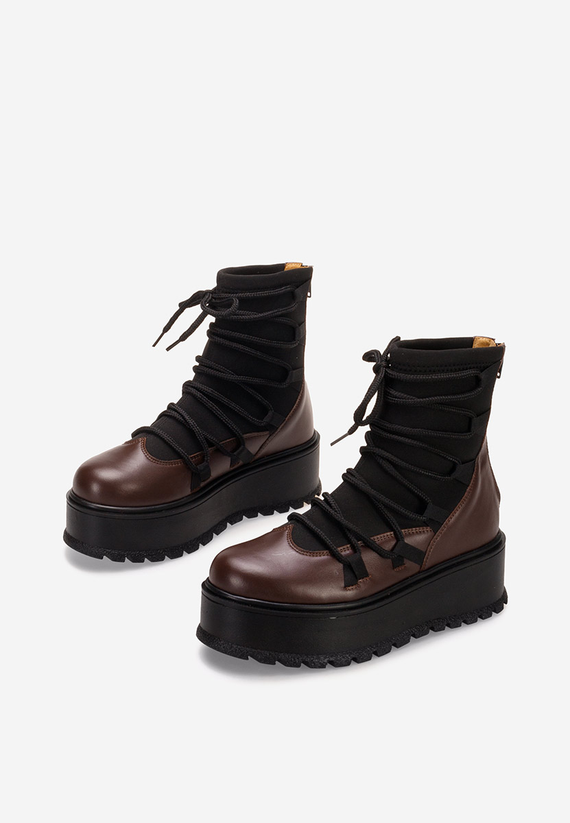 Γυναικεία δερμάτινα μποτάκια Amelia καφε