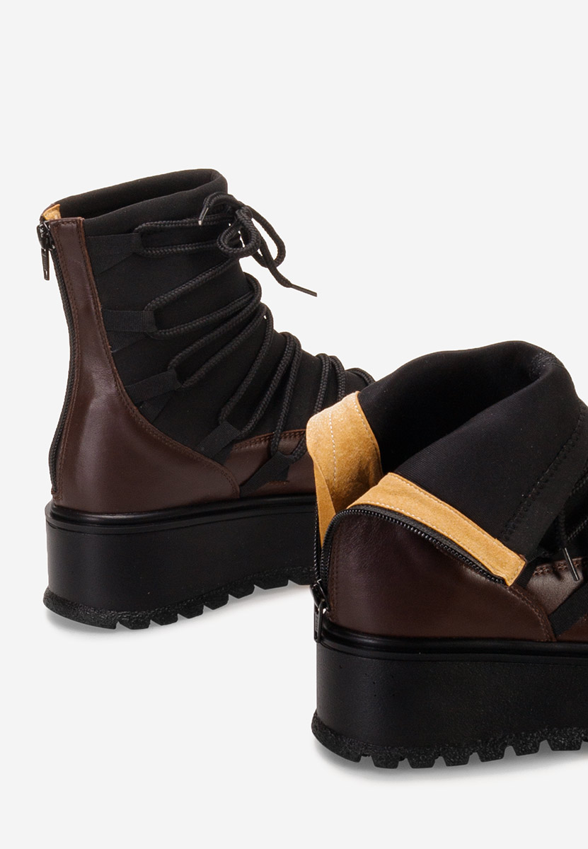 Γυναικεία δερμάτινα μποτάκια Amelia καφε