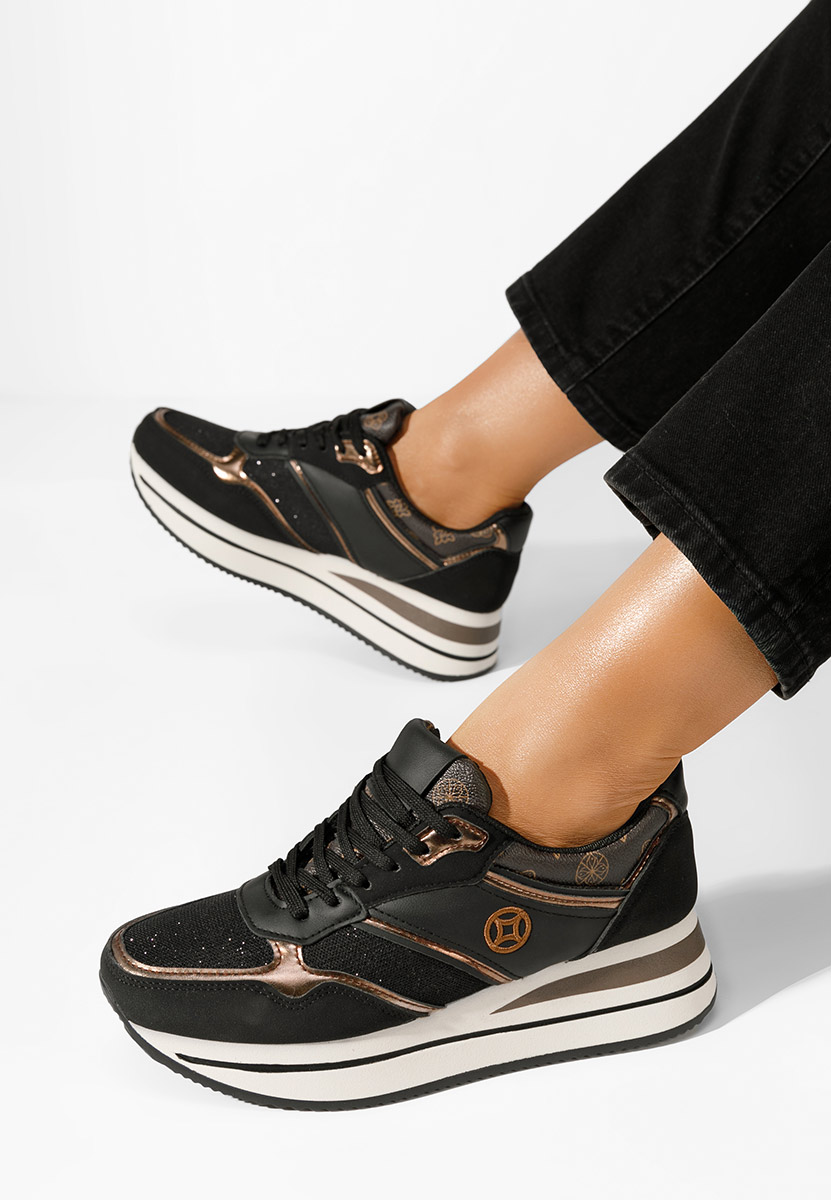Sneakers με πλατφόρμα Releh μαύρα