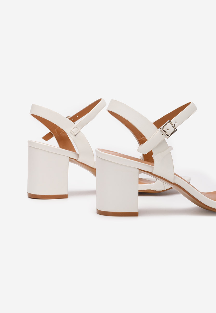 Πέδιλα με χοντρο τακουνι Brillya λευκά