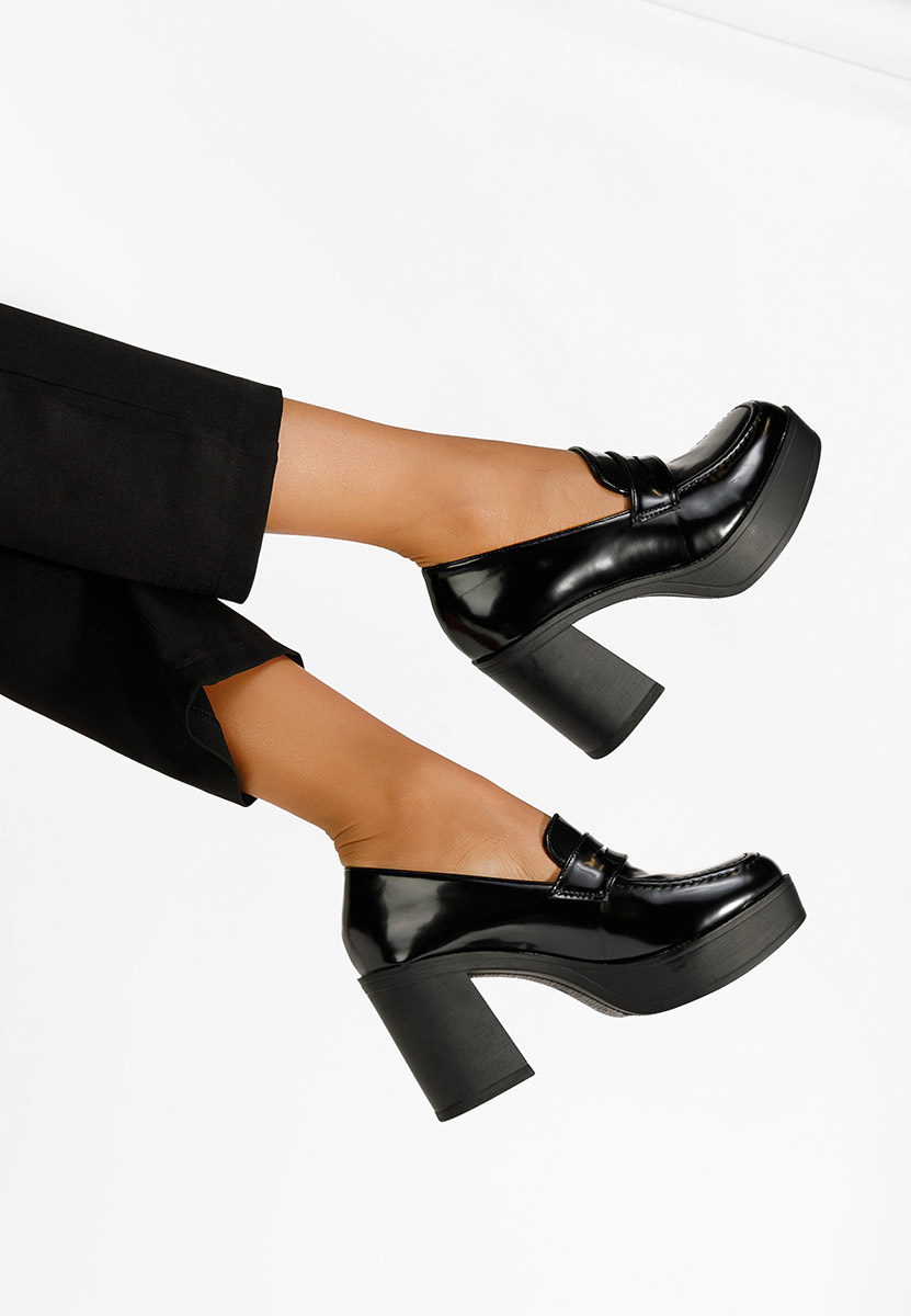 Loafers γυναικεια με τακουνι Meilani μαύρα