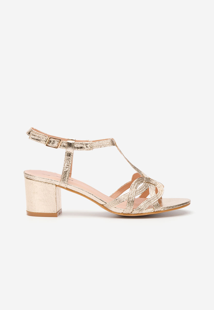 Πέδιλα με χοντρο τακουνι Siltia χρυσα