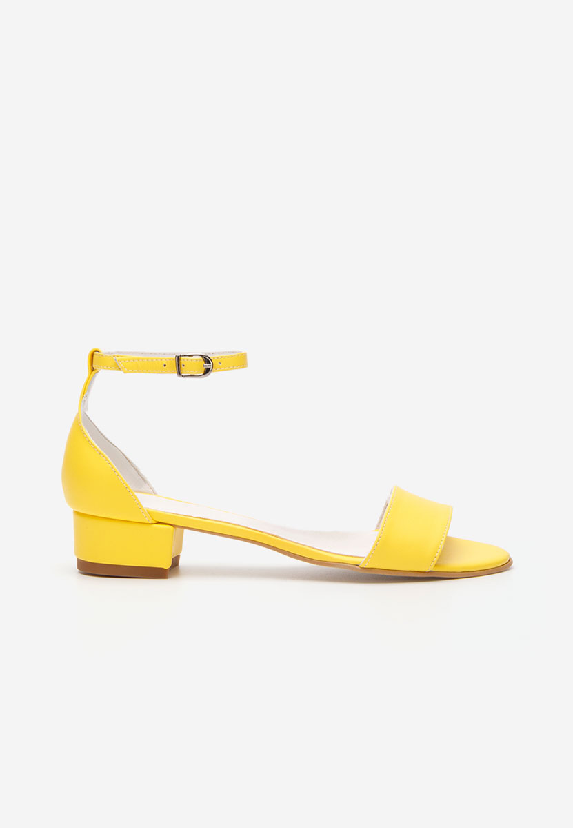 Πέδιλα με χοντρο τακουνι Amais V3 Κιτρινα