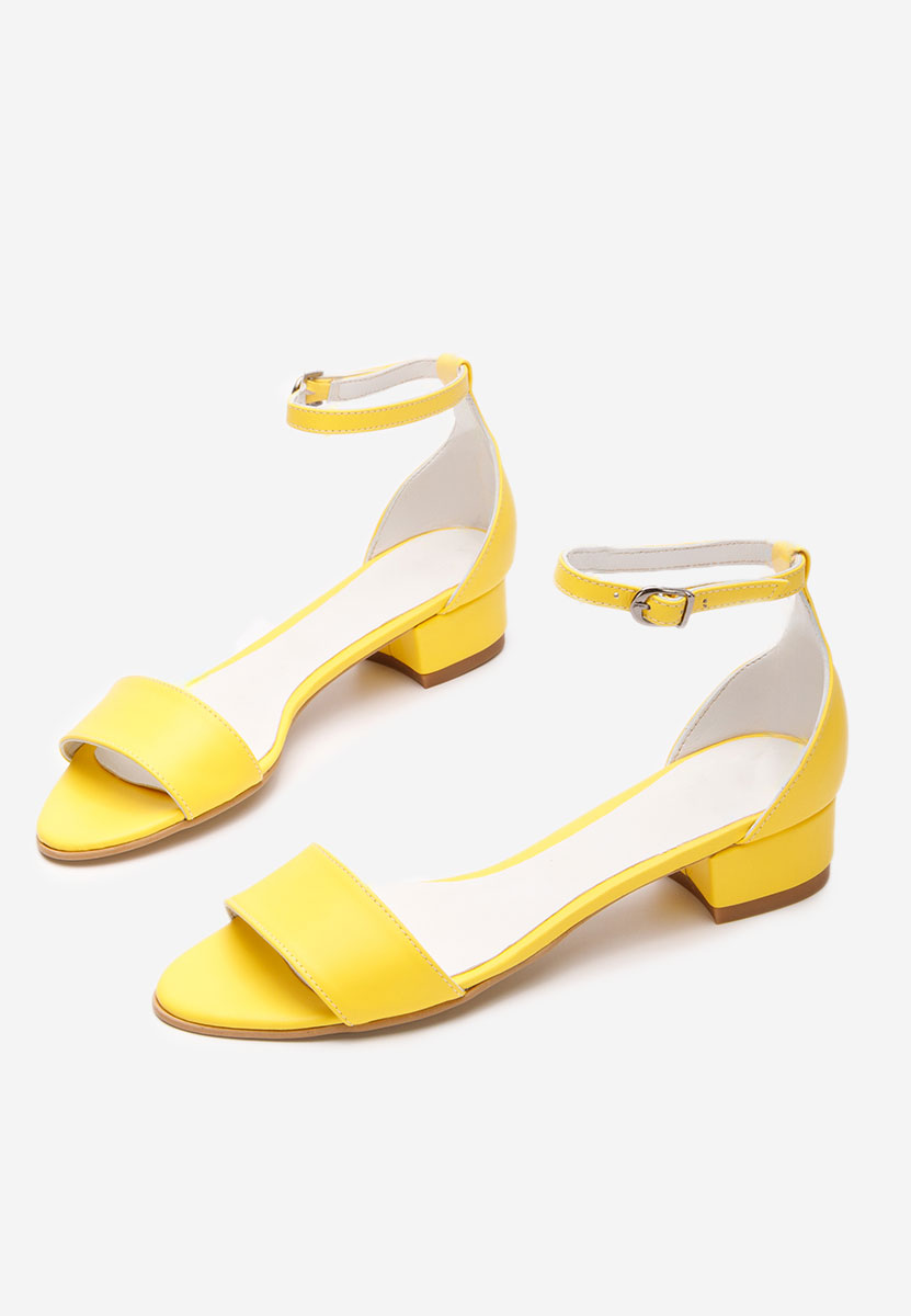 Πέδιλα με χοντρο τακουνι Amais V3 Κιτρινα