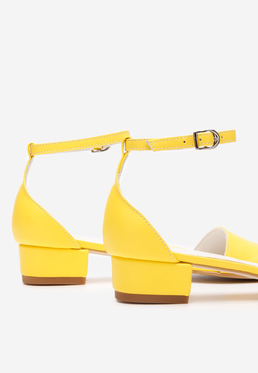 Πέδιλα με χοντρο τακουνι Amais V3 Κιτρινα