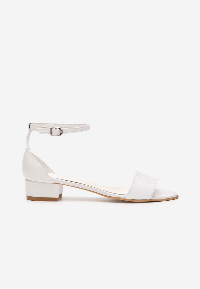 Πέδιλα με χοντρο τακουνι Amais V3 λευκά