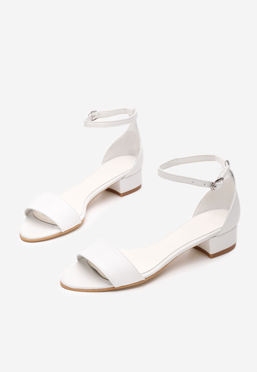 Πέδιλα με χοντρο τακουνι Amais V3 λευκά